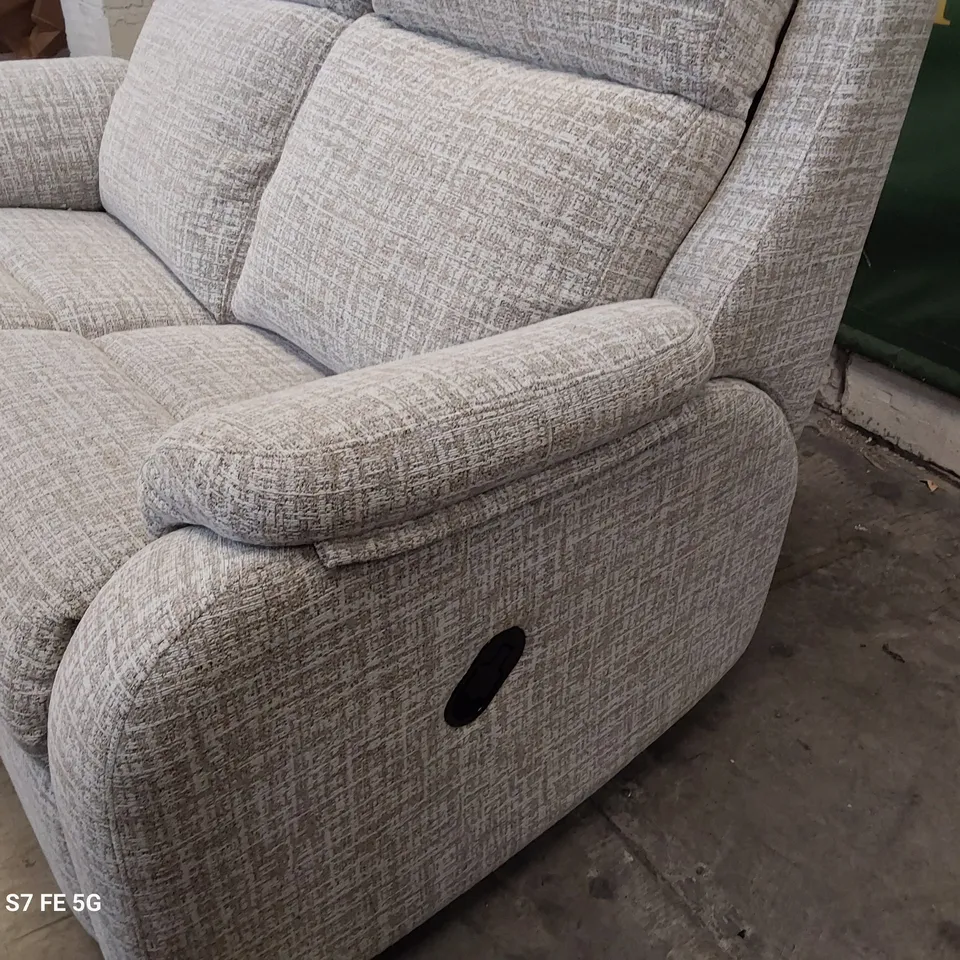 QUALITY BRITISH DESIGNER G PLAN KINGSBURY MANUAL RECLINING TWO SEATER SOFA SHORE OATMEAL FABRIC 