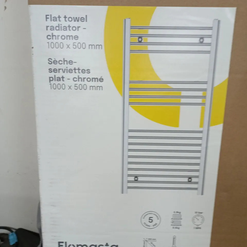 FLOMASTA FLAT TOWEL RADIATOR – CHROME, 1000 X 500 MM