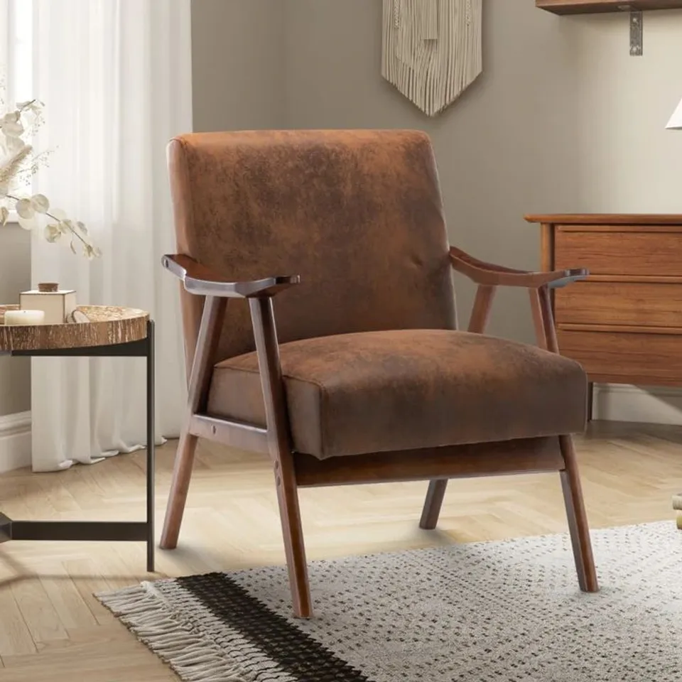 BOXED SELMA MICROFIBRE ACCENT CHAIR - SUEDE BROWN (1 BOX)