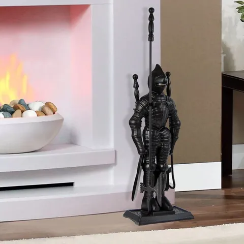 BOXED HOOPLE 5 PIECE IRON FIREPLACE TOOL SET