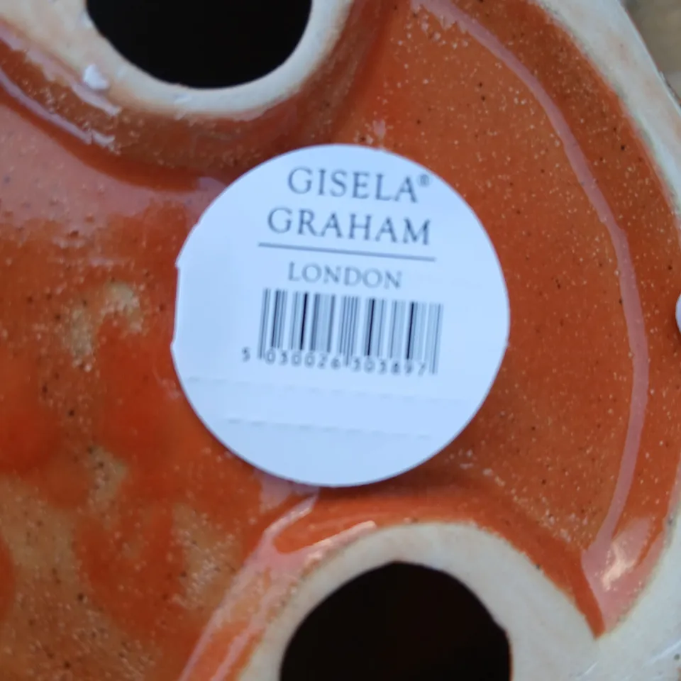 FOUR GISELA GRAHAM CERAMIC PUMPKIN ORNAMENT – ORANGE