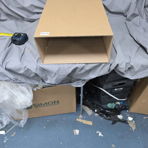 BOX OF APPOXIMATELY 30 RECTANGULAR BROWN CARDBOARD BOXES