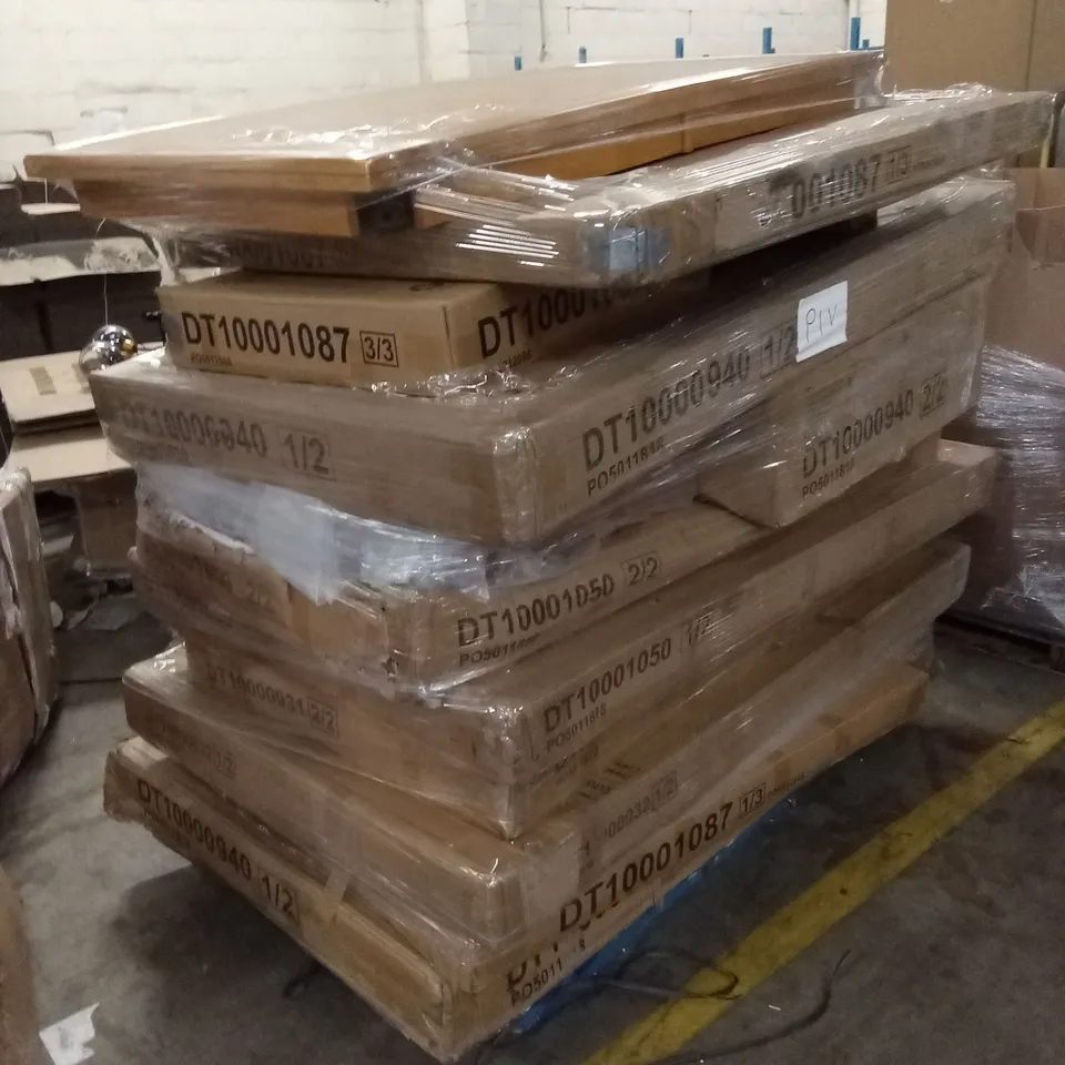PALLET OF ASSORTED INCOMPLETE FURNITURE PARTS AND PIECES
