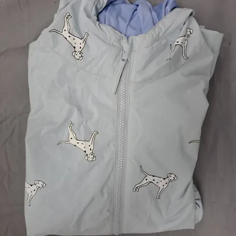 HOLLY & BEAU COLOUR CHANGING DALMATIAN RAINCOAT IN LIGHT BLUE SIZE XS