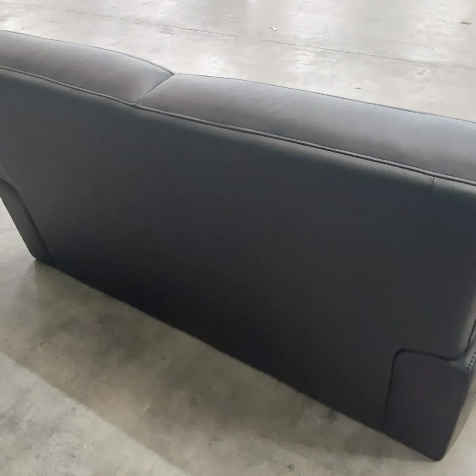 DESIGNER TWO SEATER SOFA BLACK LEATHER 