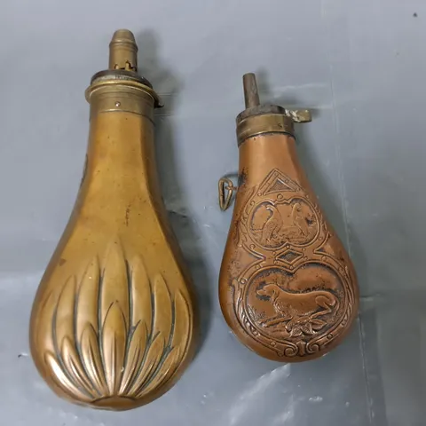 LOT OF 2 METAL POWDER POURING CASKS