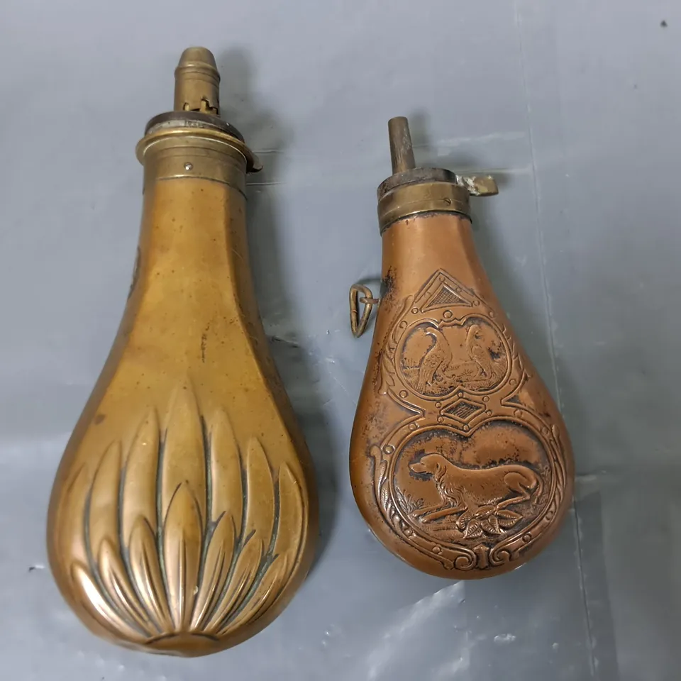 LOT OF 2 METAL POWDER POURING CASKS