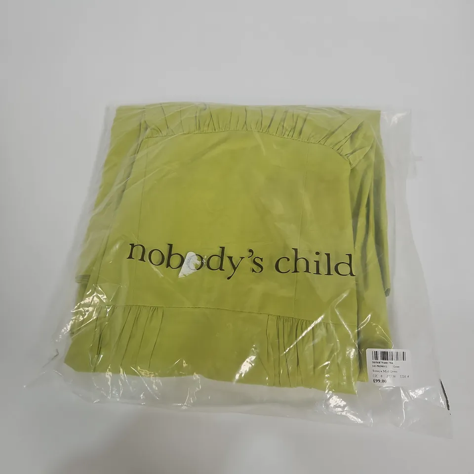 NOBODY'S CHILD SORAYA MIDI DRESS – LIME GREEN – UK 8 