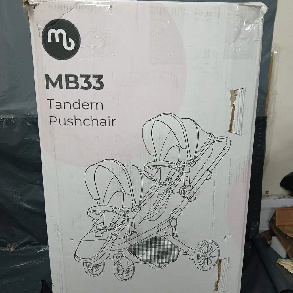 MB33 Tandem Pushchair – Black Leopard (Boxed)
