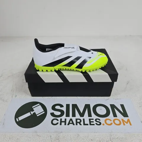 BOXED PAIR OF ADIDAS PREDATOR CLUB VEL TURF TRAINERS IN WHITE/GREEN - UK 2