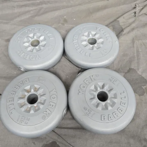 LOT OF 4 YORK WEIGHT PLATES - 4X 2.3KG