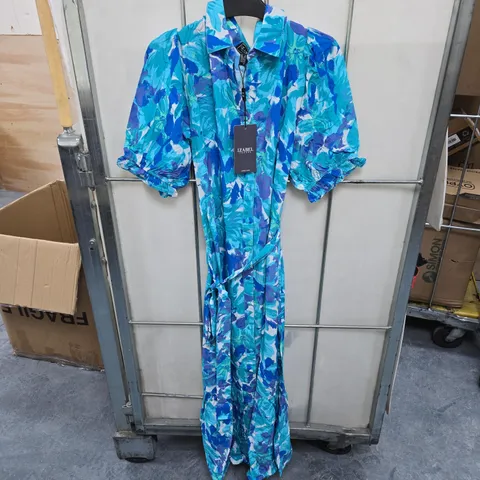 IZABEL LONDON BLUE/GREEN PATTERN DRESS SIZE 10