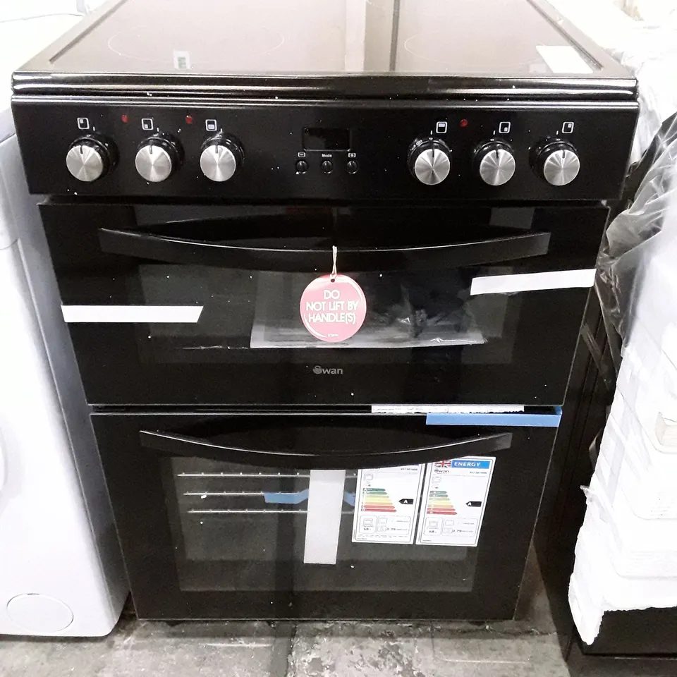 SWAN FREESTANDING ELECTRIC DOUBLE OVEN IN BLACK - SDW2015B