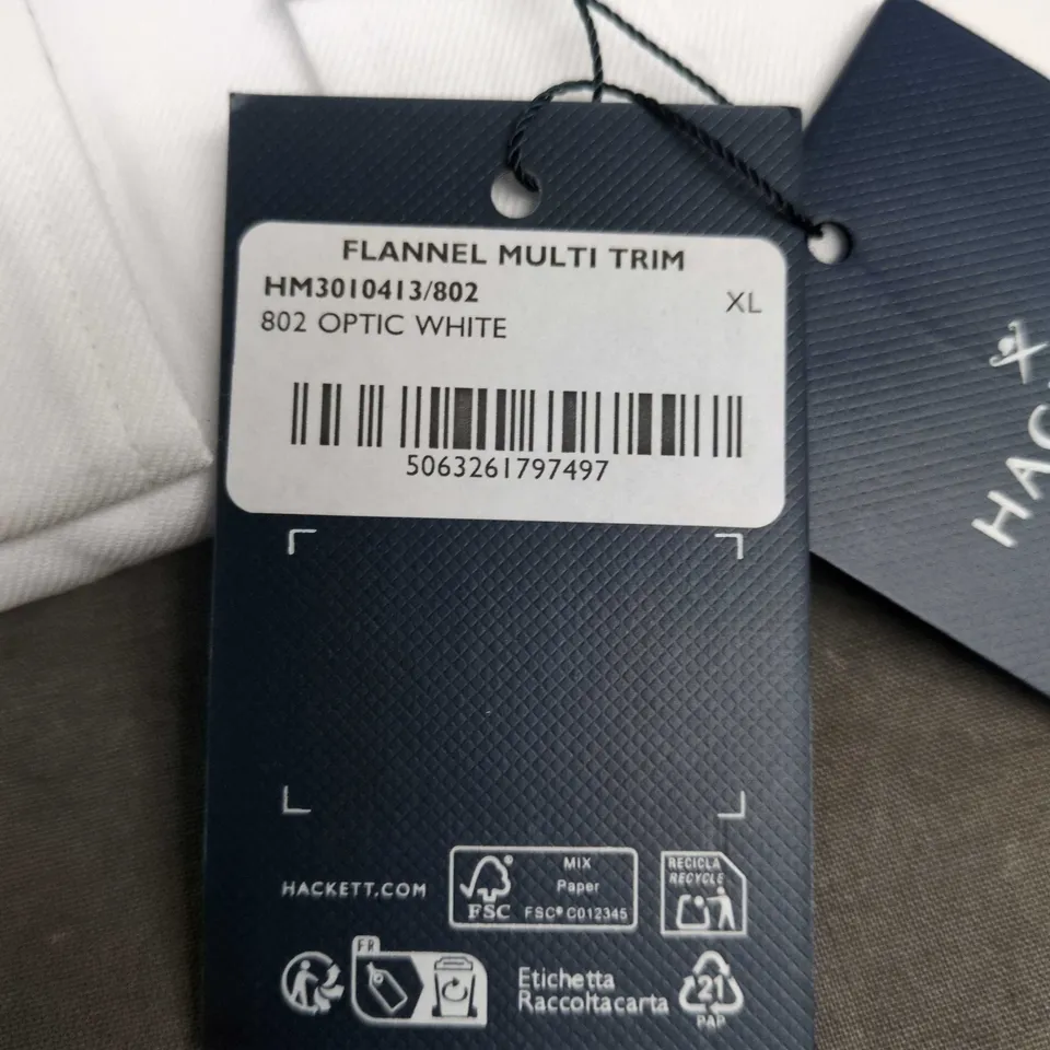 Hackett London White Flannel Multi-Trim Shirt – XL