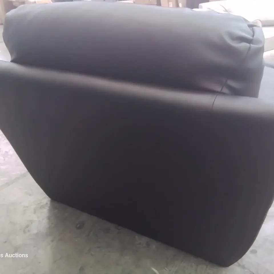 DESIGNER EASY CHAIR BLACK FAUX LEATHER 