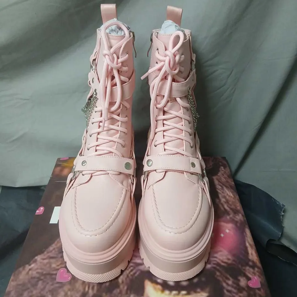 BOXED KOI YAMI PASTEL PINK PLATFORM BOOTS - UK4