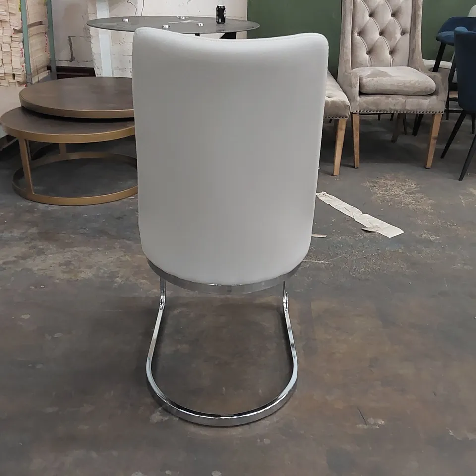 DESIGNER GREY FAUX LEATHER DINING CHAIR (1 ITEM)