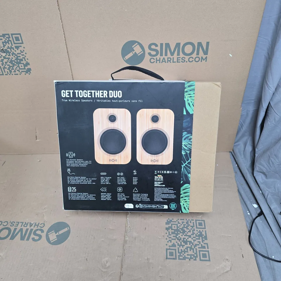 HOUSE OF MARLEY GET TOGETHER DUO WIRELESS BLUETOOTH SPEAKERS – BAMBOO FINISH (PAIR)