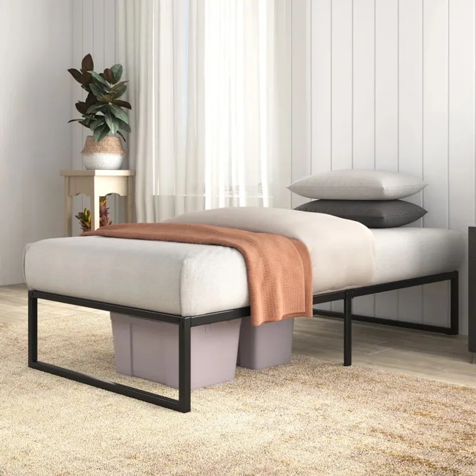 BOXED CORBE MODERN METAL BED FRAME WITH HEAVY DUTY STEEL SLAT SUPPORT - DOUBLE (1 BOX)