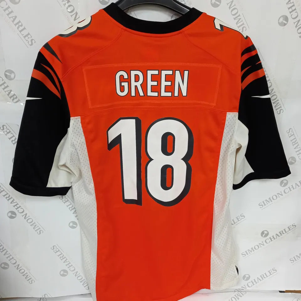 NFL CINCINNATI BENGALS JERSEY WITH GREEN 18 SIZE M
