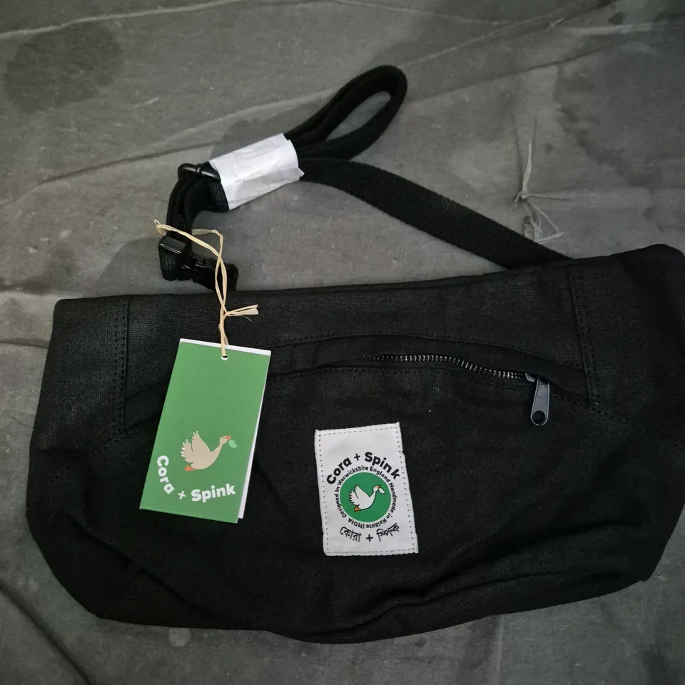 CORA + SPINK BLACK FABRIC CROSSBODY BAG