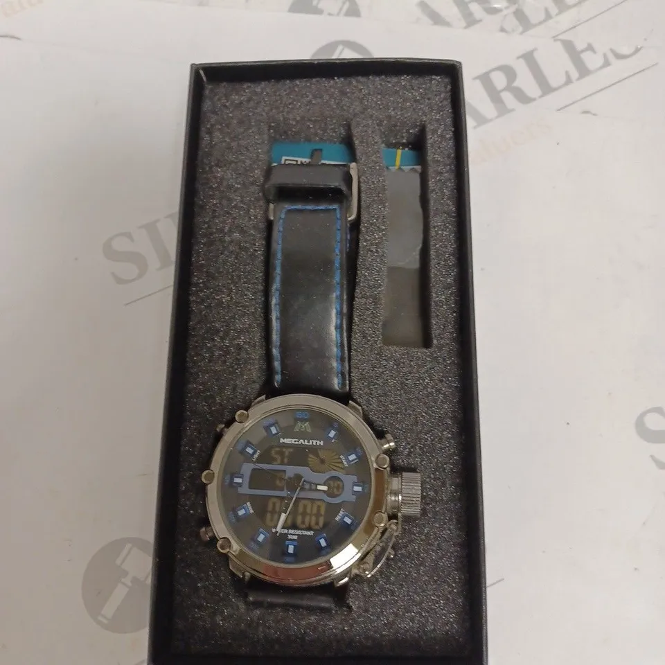 MEGALITH 8051 ANALOGUE DIGITAL LEATHER STRAP WATCH 
