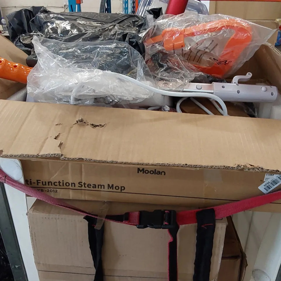 CAGE OF ASSORTED CONSUMER GOODS TO INCLUDE; VACUUM CLEANER, STEAM MOP ECT. (CAGE NOT INCLUDED)