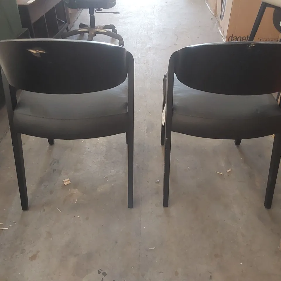 SET OF 2 DANETTI ENZO BLACK LEATHER DINING CHAIRS
