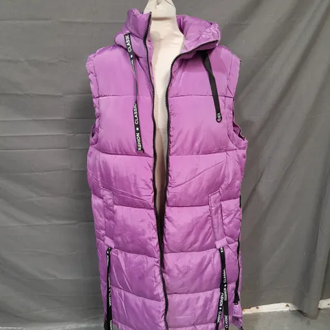 MINORITY FASHION CLASSIC LONG PADDED GILET IN PURPLE - XXL