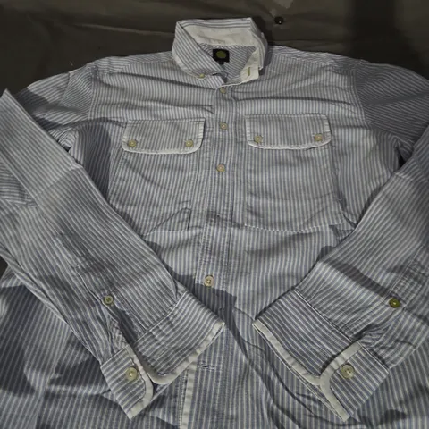 PRETTY GREEN PIN STRIPE BUTTON SHIRT - SIZE LARGE