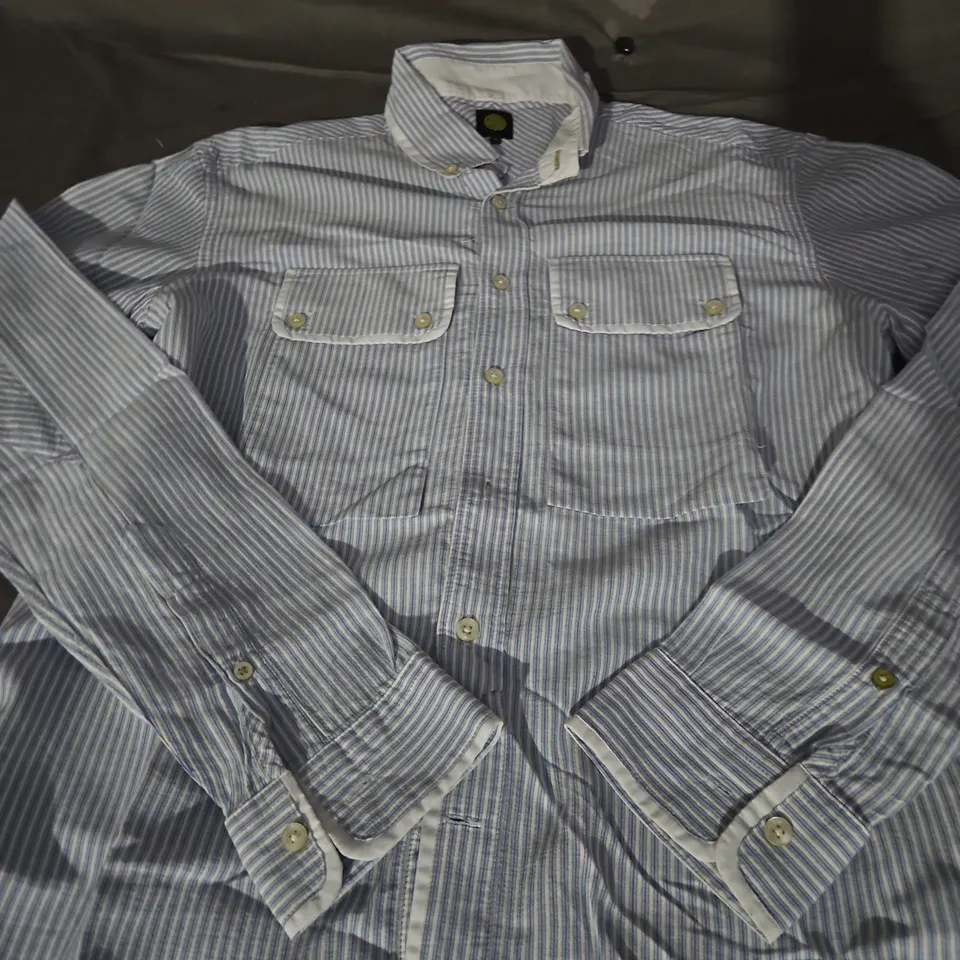 PRETTY GREEN PIN STRIPE BUTTON SHIRT - SIZE LARGE