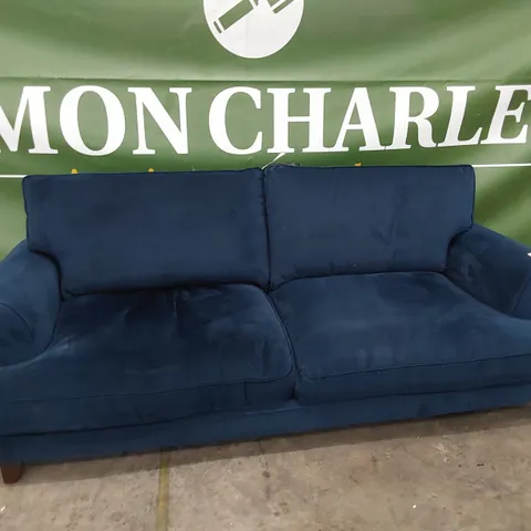 QUALITY BRITISH MADE LOUNGE Co FOUR SEATER SOFA BLUE PLUSH FABRIC