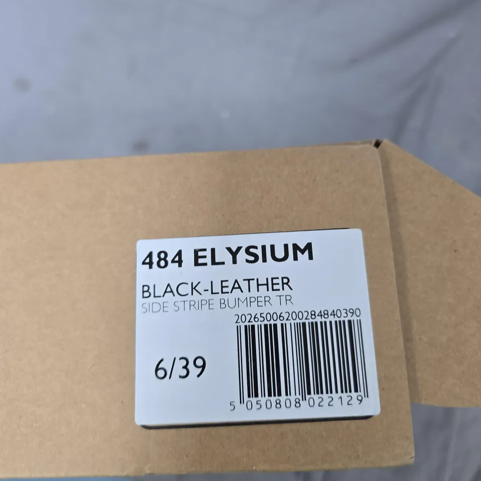 DUNE LONDON ELYSIUM BLACK LEATHER SIDE STRIPE TRAINERS – UK 6 (EU 39)