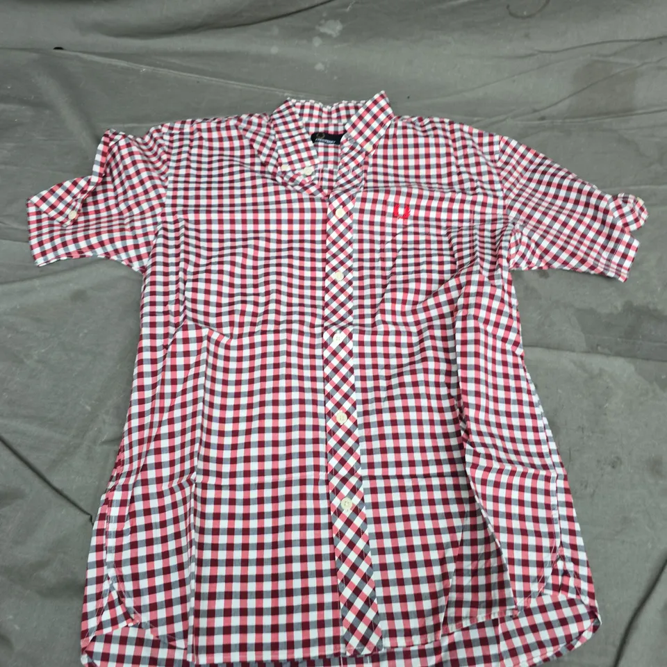 FRED PERRY MEN'S CHECK SHIRT – RED/WHITE/NAVY, SIZE M
