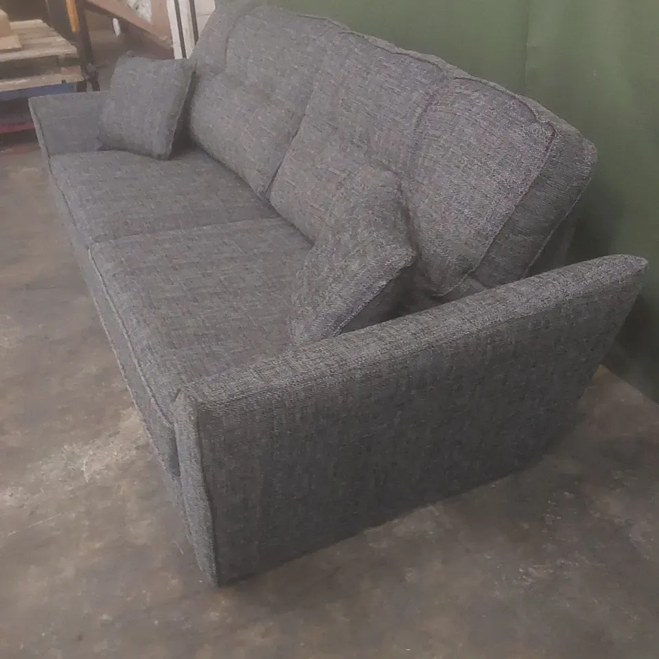 DESIGNER HALSTOW 3 SEATER HIGH BACK FABRIC UPHOLSTERED SOFA - CHARCOAL 