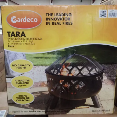 BOXED GARDECO EXTRA LARGE STEEL FIRE BOWL (61CM D X 58CM H)