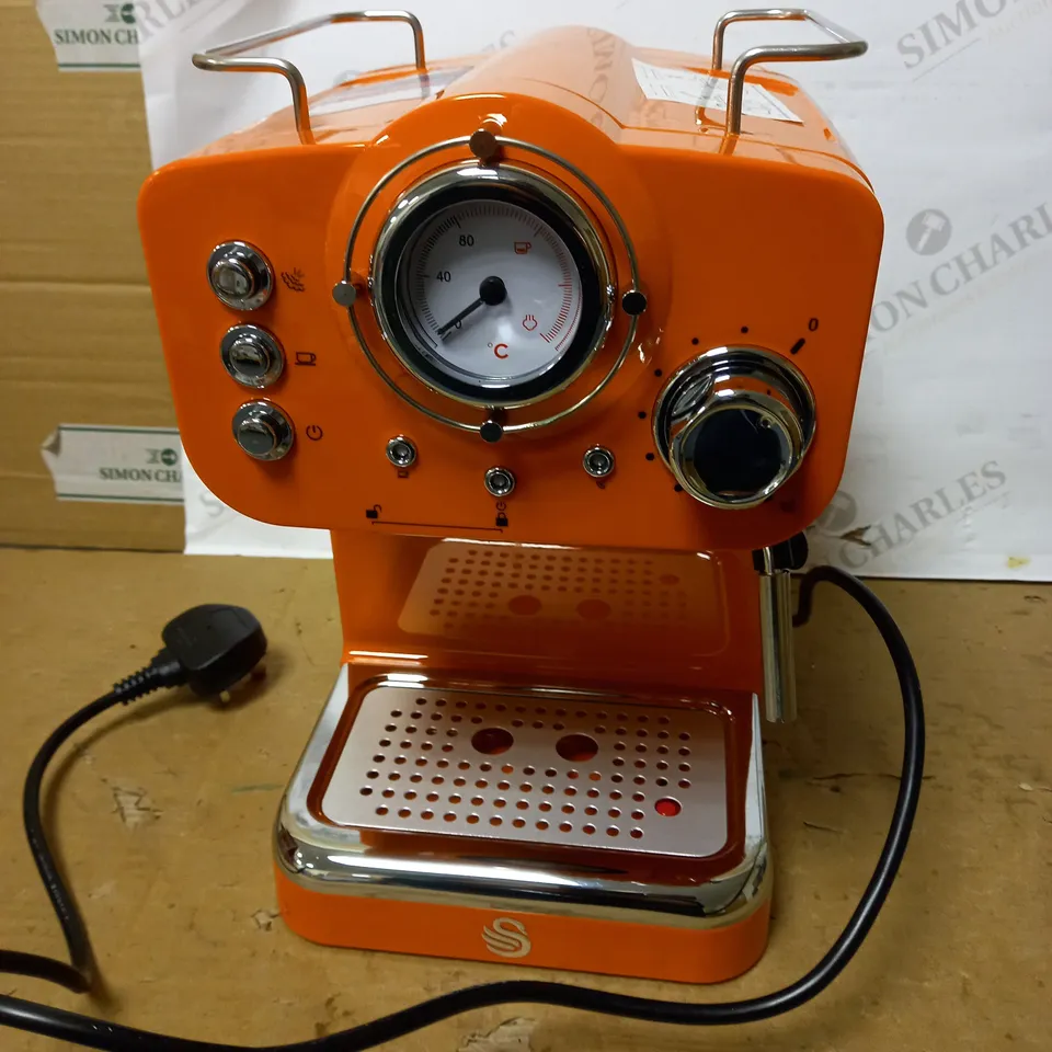 SWAN RETRO PUMP ESPRESSO COFFEE MACHINE - ORANGE