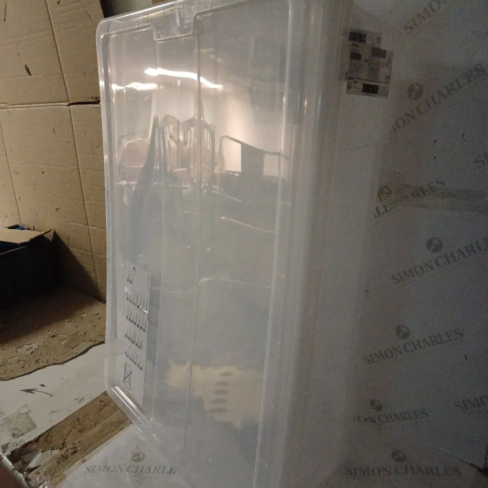 GROUP OF 2 IKEA SAMLA BOX, TRANSPARENT, 78X56X18 CM/55 L WITH LIDS