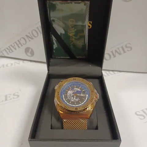 GAMAGES LONDON ATLAS ROSE MESH STRAP WATCH