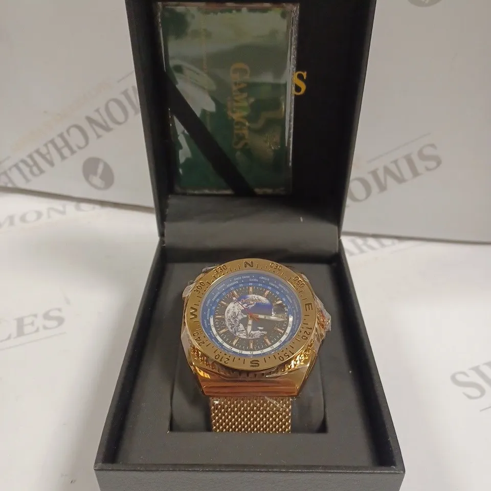 GAMAGES LONDON ATLAS ROSE MESH STRAP WATCH 