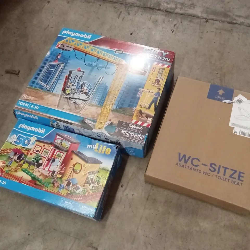 PALLET OF ASSORTED HOUSEHOLD GOODS AND PRODUCTS TO INCLUDE; TOYS, TOILET SEATS, FULL LENGTH MIRROR, BABY CAR SEAT ETC