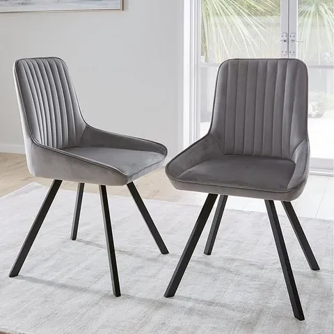 BOXED MARLOW PAIR OF DINING CHAIRS - GREY/BLACK (1 BOX)