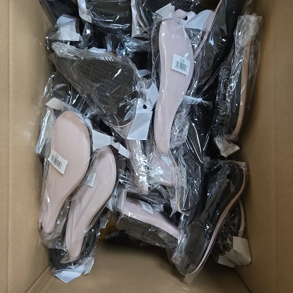 BOX OF APPROXIMATELY 50 HAIRBRUSHES IN ASSORTED COLOURS