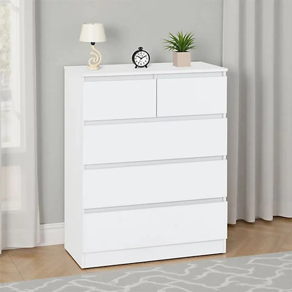 BOXED MALVERN 3+2 DRAWER CHEST - WHITE (2 BOXES)