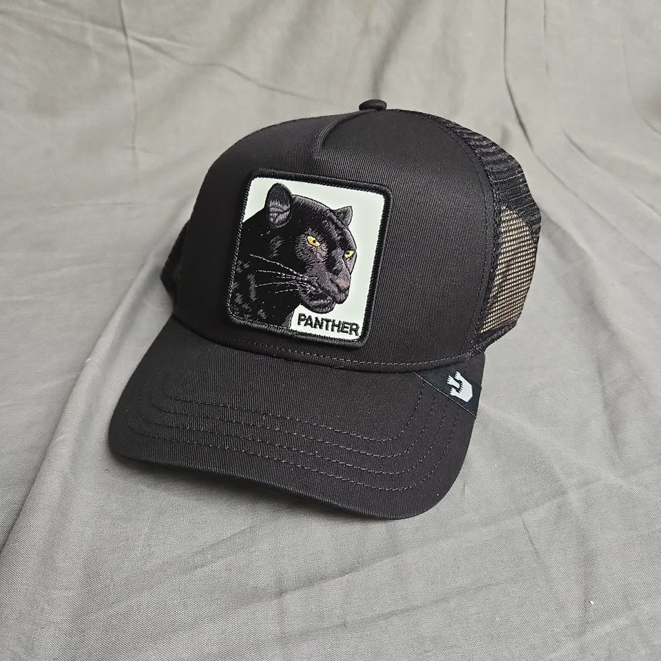 GOORIN BROS THE FARM ADJUSTABLE TRUCKER CAP IN BLACK THE PANTHER ONE SIZE