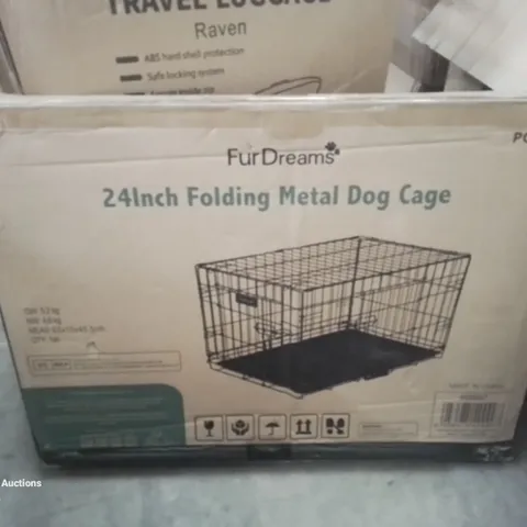 BOXED 24INCH FOLDING METAL DOG CAGE