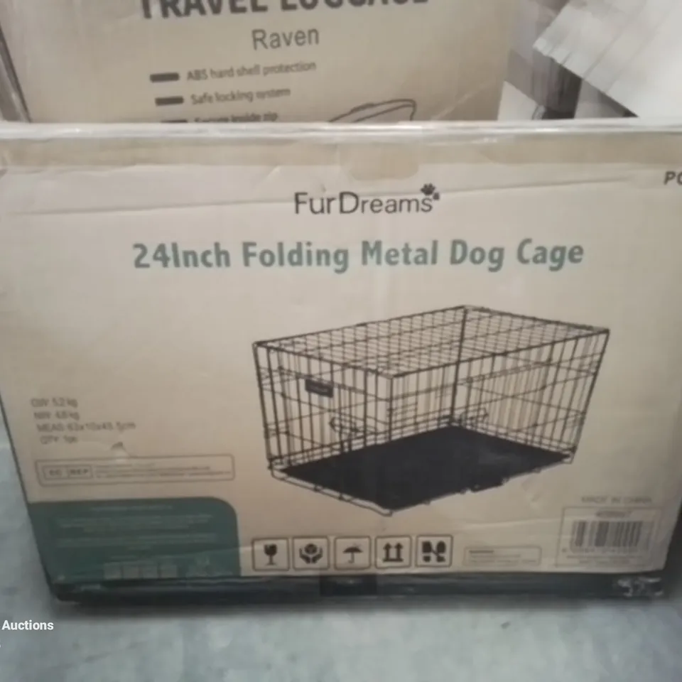 BOXED 24INCH FOLDING METAL DOG CAGE