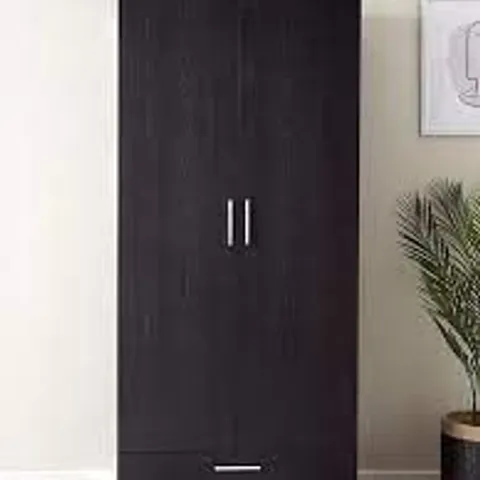 BOXED PANAMA 2-DOOR 1-DRAWER WARDROBE - BLACK (2 BOXES)