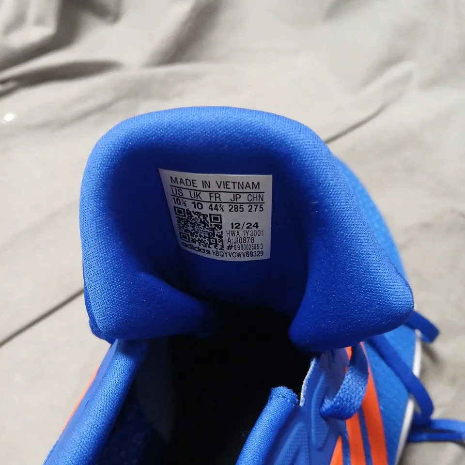 BLUE RUNNING SHOES WITH ORANGE STRIPES (MEN'S) UK SIZE 10.5 ADIDAS .