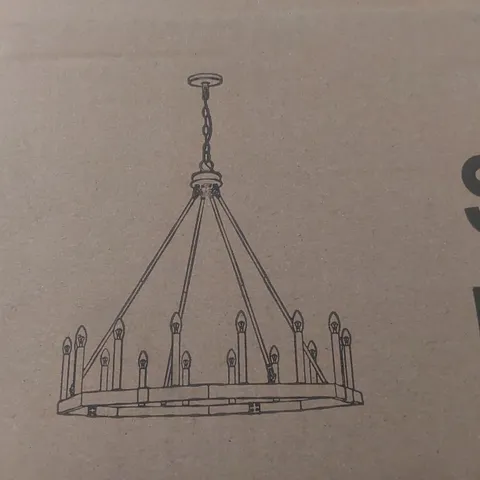 BRAND NEW BOXED WHEEL CHANDELIER - OIL RUBBED BRONZE EFFECT 